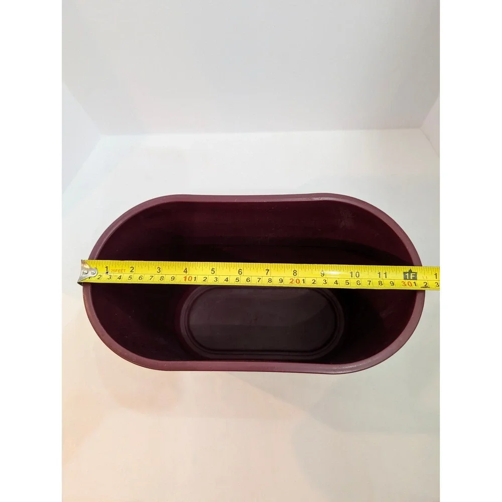 Vintage Rubbermaid Wastebasket Maroon Ribbed Plastic Trash Can 2954